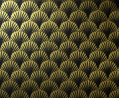 Art Deco Fans Wallcovering - Black & Gold