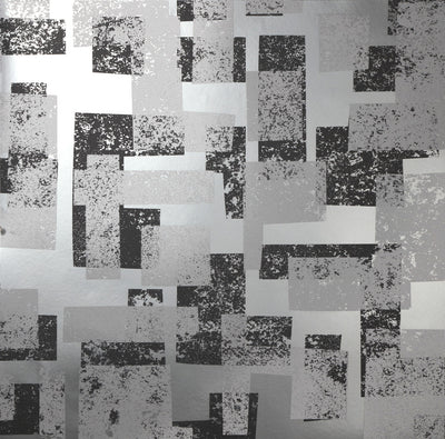 Retro Blocks Wallcovering - White & Silver