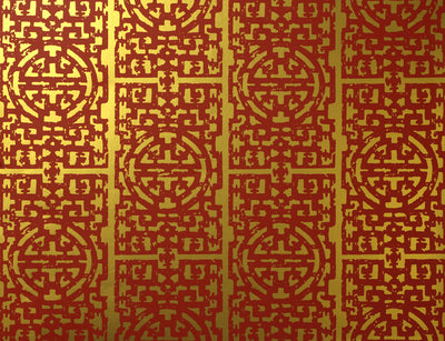 Zodiac Wallcovering - Scarlet & Gold