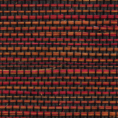 Red and Black Grasscloth Wallcovering