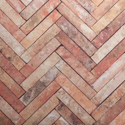 Herringbone Brick - Terracotta Wallcovering