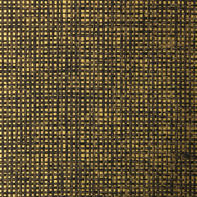 Cacao and Gold Grasscloth Wallcovering