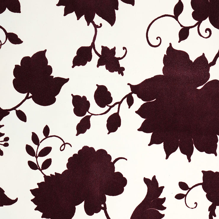 Floral Toile - White and Purple Velvet Wallpaper